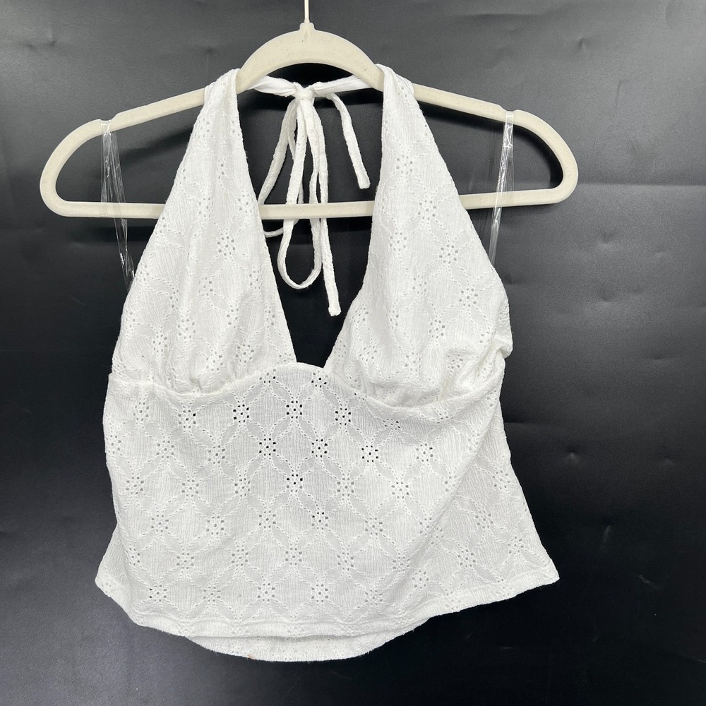 NEW Wild Fable white eyelet halter top coquette cottagecore y2k boho chic XXL